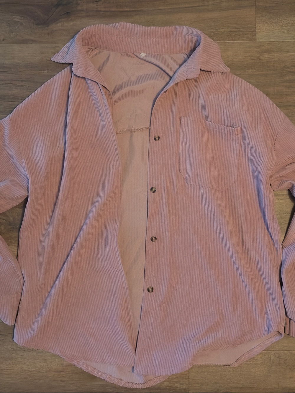 Oversized Pink Corduroy Button-Down Shirt